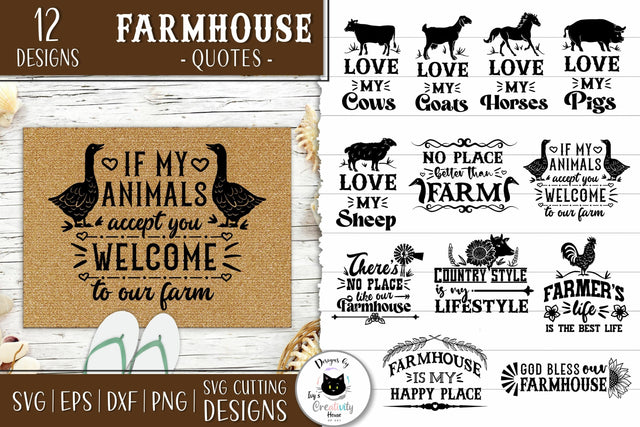 Farmhouse Animal Quotes SVG Bundle SVG Ivy's Creativity House 
