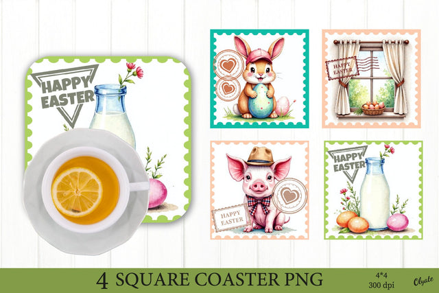 Farmhouse Animal Sublimation. Square Coaster PNG Sublimation Olga Terlyanskaya 