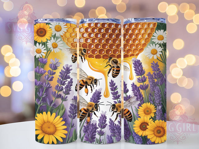 Farmhouse Bee Honeycomb 20oz Tumbler, Honeycomb Wrap, Farmhouse Style, 20oz Sublimation, PNG Design, Rustic Mug, Bee Lover Sublimation SvggirlplusArt 