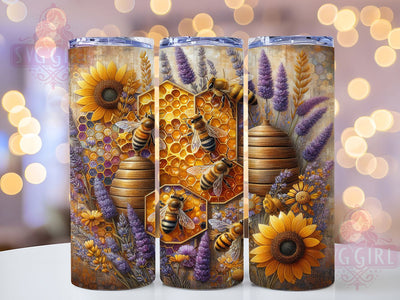 Farmhouse Bee Honeycomb 20oz Tumbler, Honeycomb Wrap, Farmhouse Style, 20oz Sublimation, PNG Design, Rustic Mug, Bee Lover Sublimation SvggirlplusArt 