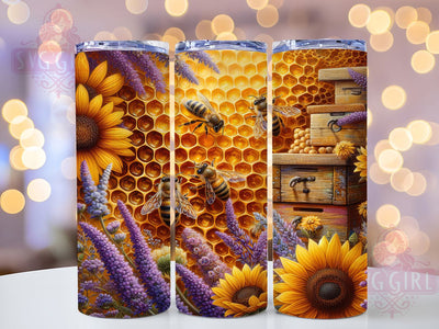 Farmhouse Bee Honeycomb 20oz Tumbler, Honeycomb Wrap, Farmhouse Style, 20oz Sublimation, PNG Design, Rustic Mug, Bee Lover Sublimation SvggirlplusArt 