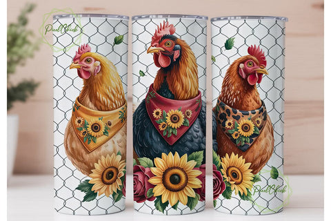 Farmhouse Chicken 20oz Tumbler Wrap Sublimation PixelChick 