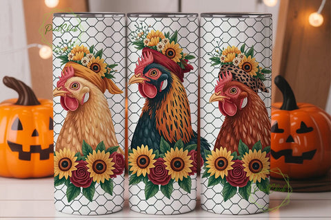 Farmhouse Chicken 20oz Tumbler Wrap Sublimation PixelChick 