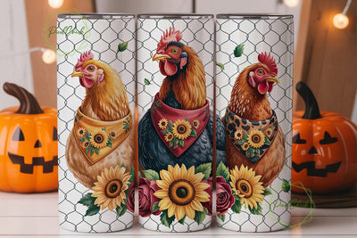 Farmhouse Chicken 20oz Tumbler Wrap Sublimation PixelChick 