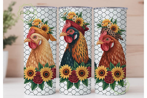 Farmhouse Chicken 20oz Tumbler Wrap Sublimation PixelChick 