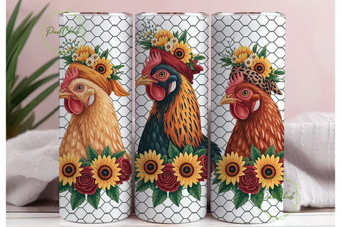 Farmhouse Chicken 20oz Tumbler Wrap Sublimation PixelChick 