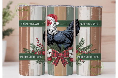 Farmhouse Chicken Christmas 20oz Tumbler Sublimation PixelChick 