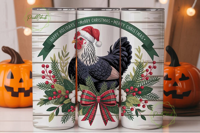 Farmhouse Chicken Christmas 20oz Tumbler Sublimation PixelChick 