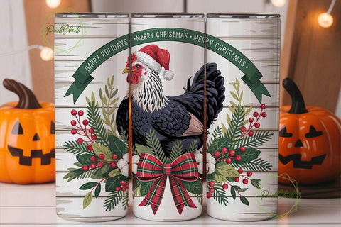 Farmhouse Chicken Christmas 20oz Tumbler Sublimation PixelChick 