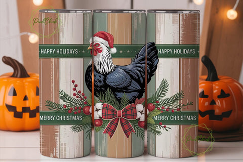 Farmhouse Chicken Christmas 20oz Tumbler Sublimation PixelChick 