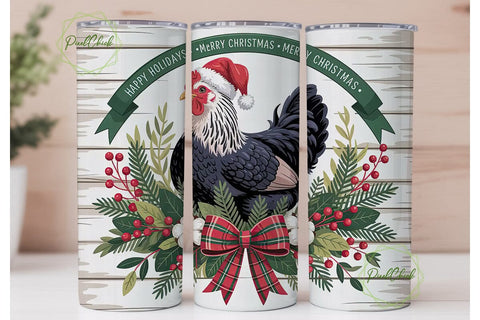 Farmhouse Chicken Christmas 20oz Tumbler Sublimation PixelChick 