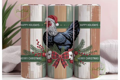 Farmhouse Chicken Christmas 20oz Tumbler Sublimation PixelChick 