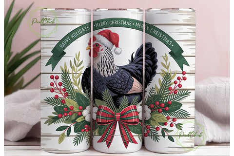 Farmhouse Chicken Christmas 20oz Tumbler Sublimation PixelChick 