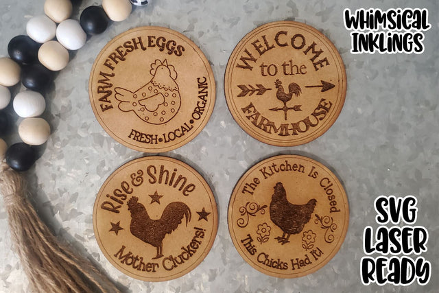 Farmhouse Chicken Magnets Laser SVG Set SVG Whimsical Inklings 
