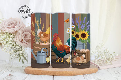 Farmhouse Chickens 20oz Tumbler Wrap Sublimation sassyprint 