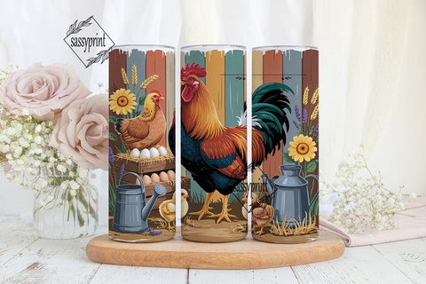 Farmhouse Chickens 20oz Tumbler Wrap Sublimation sassyprint 
