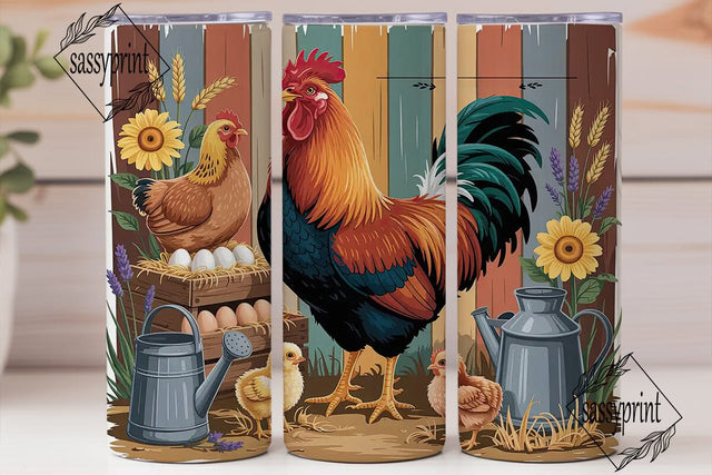 Farmhouse Chickens 20oz Tumbler Wrap Sublimation sassyprint 