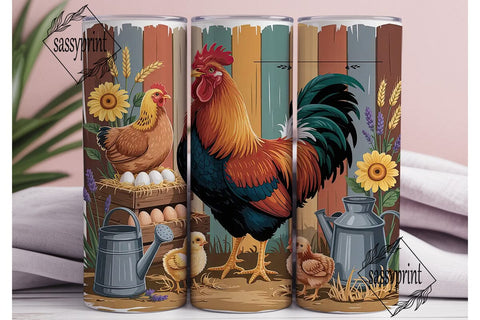 Farmhouse Chickens 20oz Tumbler Wrap Sublimation sassyprint 