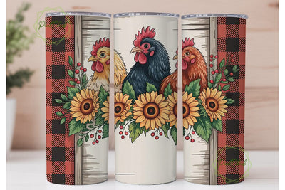 Farmhouse Chickens Tumbler Wrap Sublimation PixelChick 
