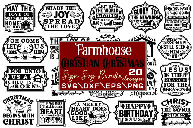 Farmhouse Christian Christmas Sign Svg Bundle SVG Angelina750 