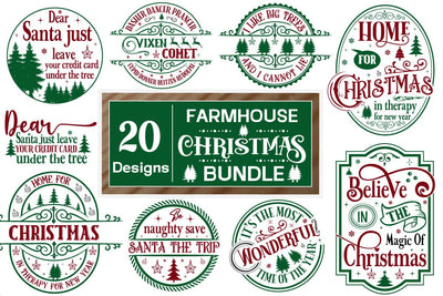 Farmhouse Christmas Round Sign SVG Bundle, Christmas SVG Design, SVGs, Food & Drink, Print & Cut, Quotes and Sayings SVG DesignPlante 503 