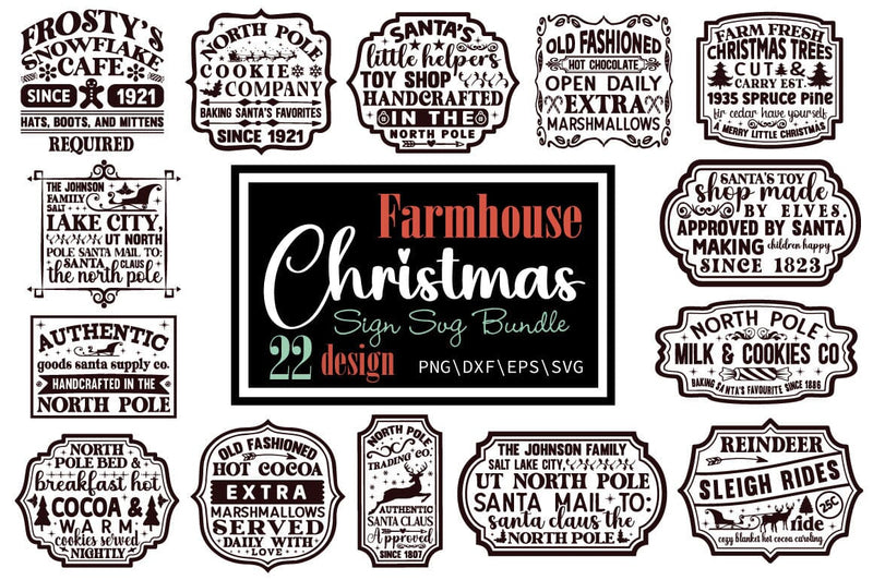 Farmhouse Christmas Sign SVG Bundle - So Fontsy