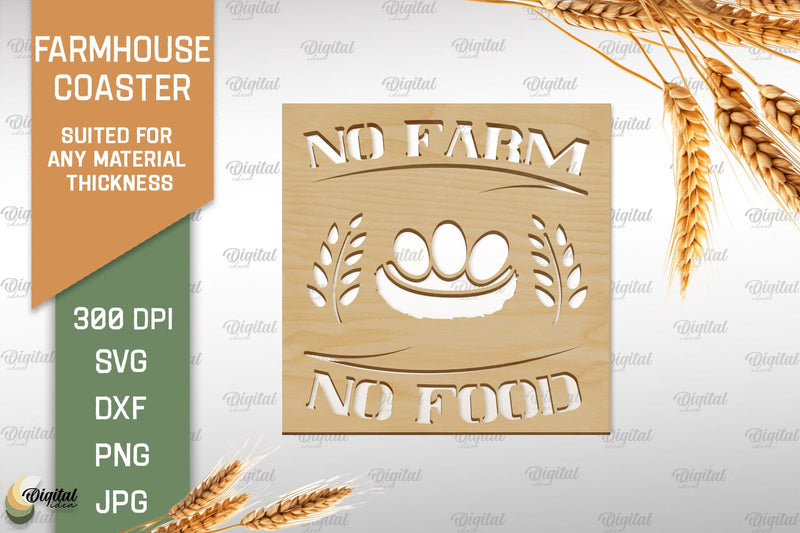 Farmhouse Coaster SVG. Wooden Coaster Laser Cut SVG Evgenyia Guschina 