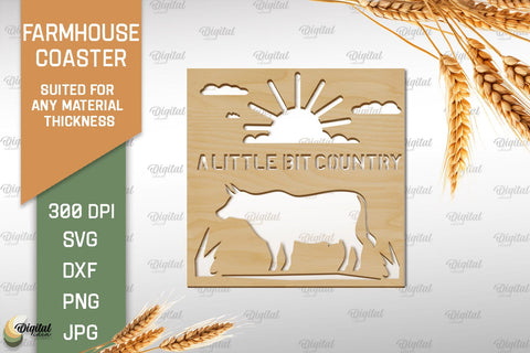 Farmhouse Coasters SVG Bundle. Wooden Coasters Laser Cut SVG Evgenyia Guschina 