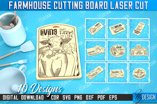 Farmhouse Cutting Board Bundle | Kitchen Design | Farmhouse Design | CNC File SVG Fly Design 