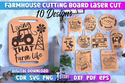 Farmhouse Cutting Board Bundle | Kitchen Design | Farmhouse Design | CNC File SVG The T Store Design 