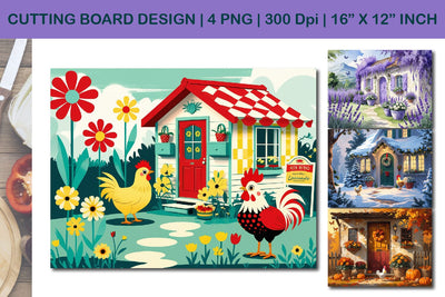 Farmhouse cutting board design, rustic chicken cutting board artwork Sublimation Paper Switch 