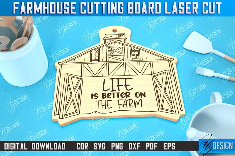 Farmhouse Cutting Board | Kitchen Design | Farmhouse Design | CNC File SVG Fly Design 