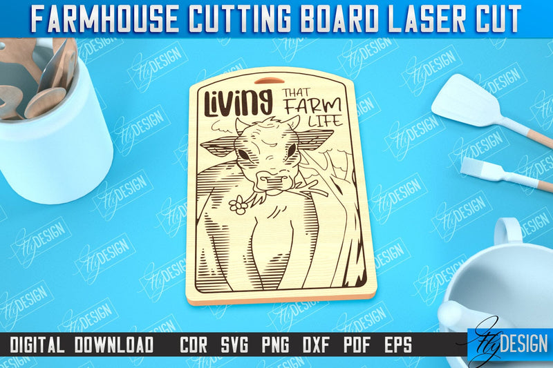 Farmhouse Cutting Board | Kitchen Design | Farmhouse Design | CNC File SVG Fly Design 