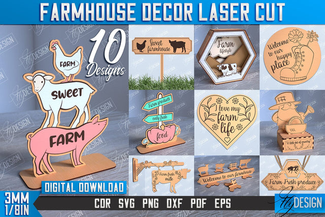 Farmhouse Decor Bundle | Decorative Signs | Farm Life | Farm Design | CNC Files SVG Fly Design 