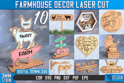 Farmhouse Decor Bundle | Decorative Signs | Farm Life | Farm Design | CNC Files SVG Fly Design 