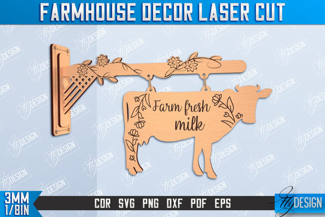 Farmhouse Decor | Decorative Sign | Farmhouse Signboard | CNC File SVG Fly Design 
