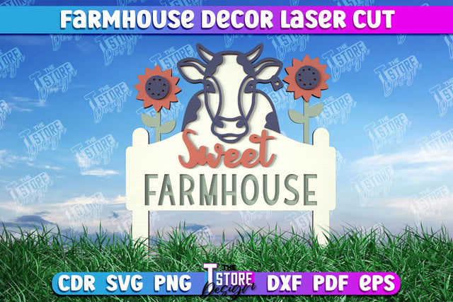 Farmhouse Decor | Decorative Sign | Farmhouse Stake Sign | Lawn Stake | CNC File SVG The T Store Design 