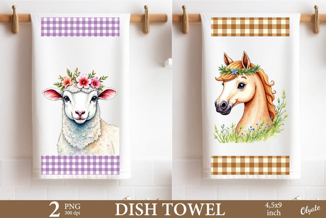 Farmhouse Easter Dish Towel Sublimation. Easter Towel PNG Sublimation Olga Terlyanskaya 