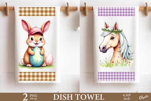 Farmhouse Easter Dish Towel Sublimation. Easter Towel Sublimation Olga Terlyanskaya 