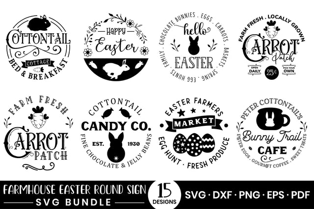 Farmhouse Easter Round Sign SVG Bundle SVG CraftLabSVG 