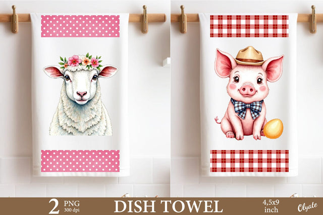 Farmhouse Easter Sublimation. Kitchen Towels Easter Sublimation Olga Terlyanskaya 