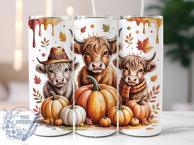 Farmhouse Fall Cow Tumbler Wrap, Fall Tumbler Wrap, 20oz Skinny Tumbler, Pumpkin Tumbler Png, Sublimation Design, Farmhouse Tumbler, Tumbler Wrap Download Sublimation ToriDesigns 