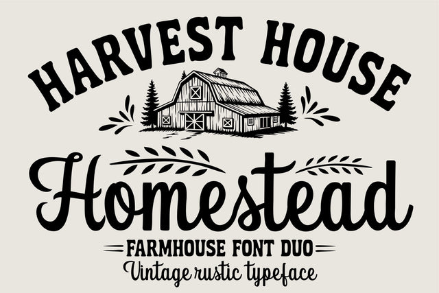 Farmhouse Font Bundle – Rustic Serif Script Vintage Country Duo Font TonisArtStudio 