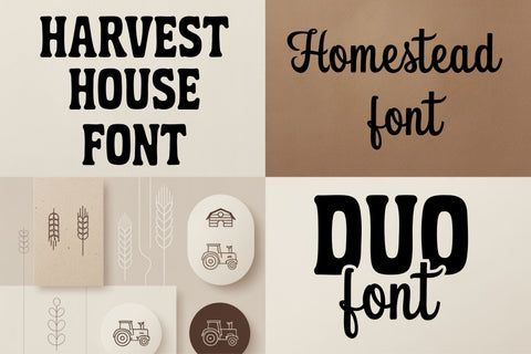 Farmhouse Font Bundle – Rustic Serif Script Vintage Country Duo Font TonisArtStudio 