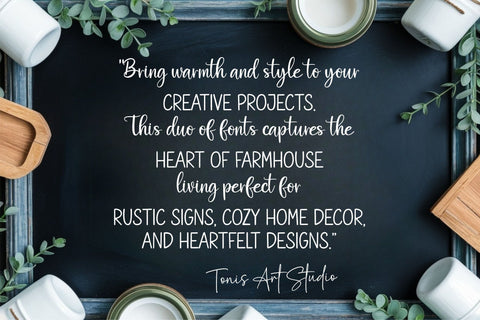 Farmhouse Font Duo, A Script & Skinny Handwritten Font Duo SVG TonisArtStudio 