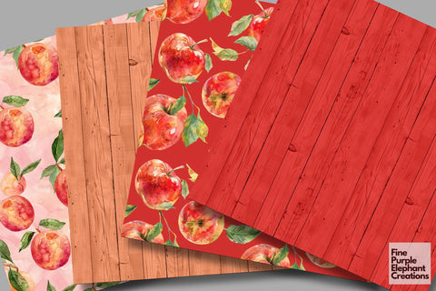 Farmhouse Fruit Summer Pattern Digital Paper Digital Pattern Fine Purple Elephant Creations 