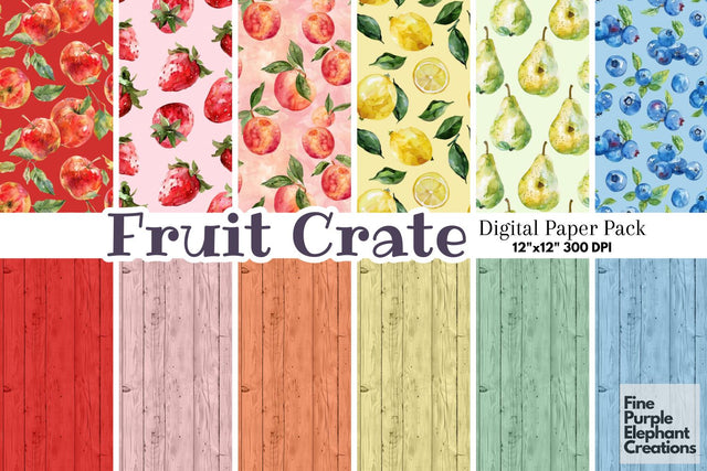 Farmhouse Fruit Summer Pattern Digital Paper Digital Pattern Fine Purple Elephant Creations 