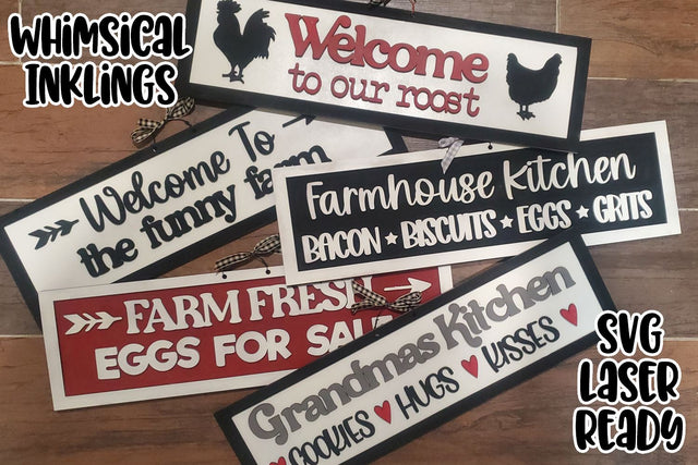 Farmhouse Fun Sign Collection laser SVG's SVG Whimsical Inklings 