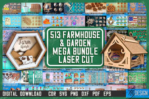 Farmhouse & Garden Mega Bundle Laser Cut, Best Seller, Laser Cut Farmhouse Sign, Garden Laser Cut SVG Fly Design 