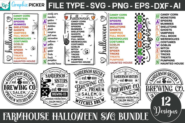 Farmhouse Halloween SVG Bundle, Halloween SVG Bundle PNG SVG DesignPlante 503 